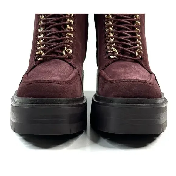 Sam Edelman Lovrin Platform Combat Boots Spiced Pecan Suede Women's 7M Zip New - Picture 3 of 11